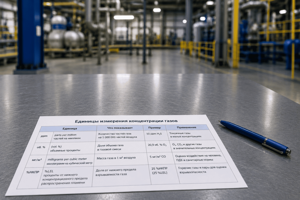 Единицы измерения концентрации газов